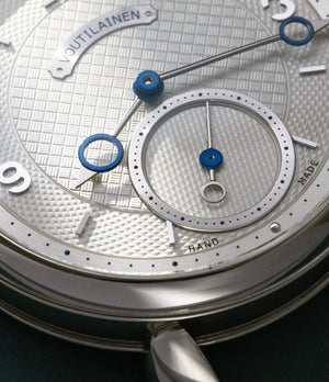 Voutilainen Vingt-8 | Platinum | Available worldwide at A Collected Man | Watch face detail