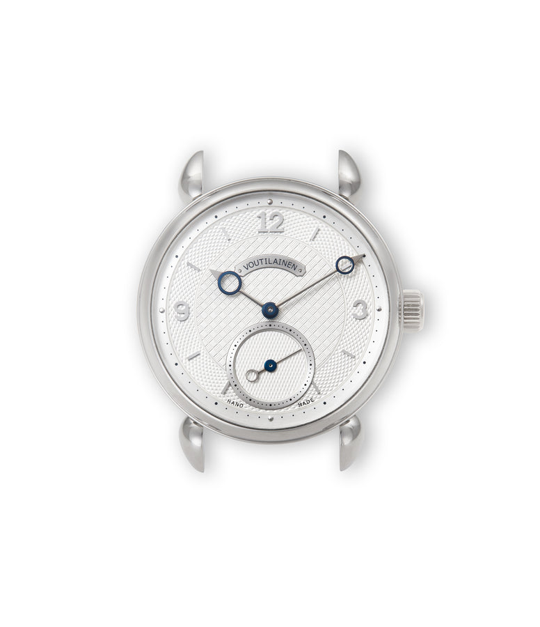 Voutilainen Vingt-8 | Platinum | Available worldwide at A Collected Man | Watch face