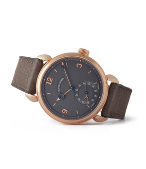 side-shot rare independent watchmaker Kari Voutilainen Vingt-8 grey dial rose gold time-only watch independent watchmaker for sale online A Collected Man London UK specialist rare watches