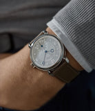 Finnish independent watchmaker Kari Voutilainen Vingt-8 platinum silver dial Cal. 28 time-only dress watch for sale online at A Collected Man London UK specialist independent watchmakers
