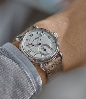 rare Kari Voutilainen Vingt-8 platinum silver dial Cal. 28 time-only dress watch for sale online at A Collected Man London UK specialist independent watchmakers
