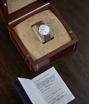 full set pre-owned Kari Voutilainen Vingt-8 platinum silver dial Cal. 28 time-only dress watch for sale online at A Collected Man London UK specialist independent watchmakers