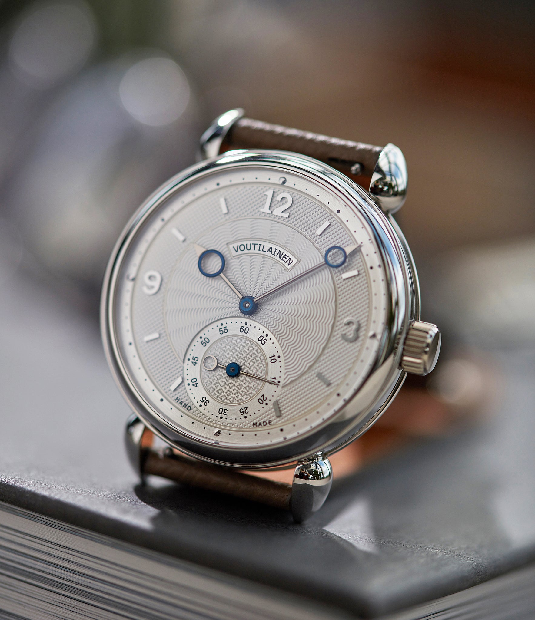 pre-owned Kari Voutilainen Vingt-8 platinum silver dial Cal. 28 time-only dress watch for sale online at A Collected Man London UK specialist independent watchmakers