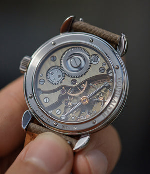 Cal. 28 hand-made Kari Voutilainen Vingt-8 platinum silver dial time-only dress watch for sale online at A Collected Man London UK specialist independent watchmakers