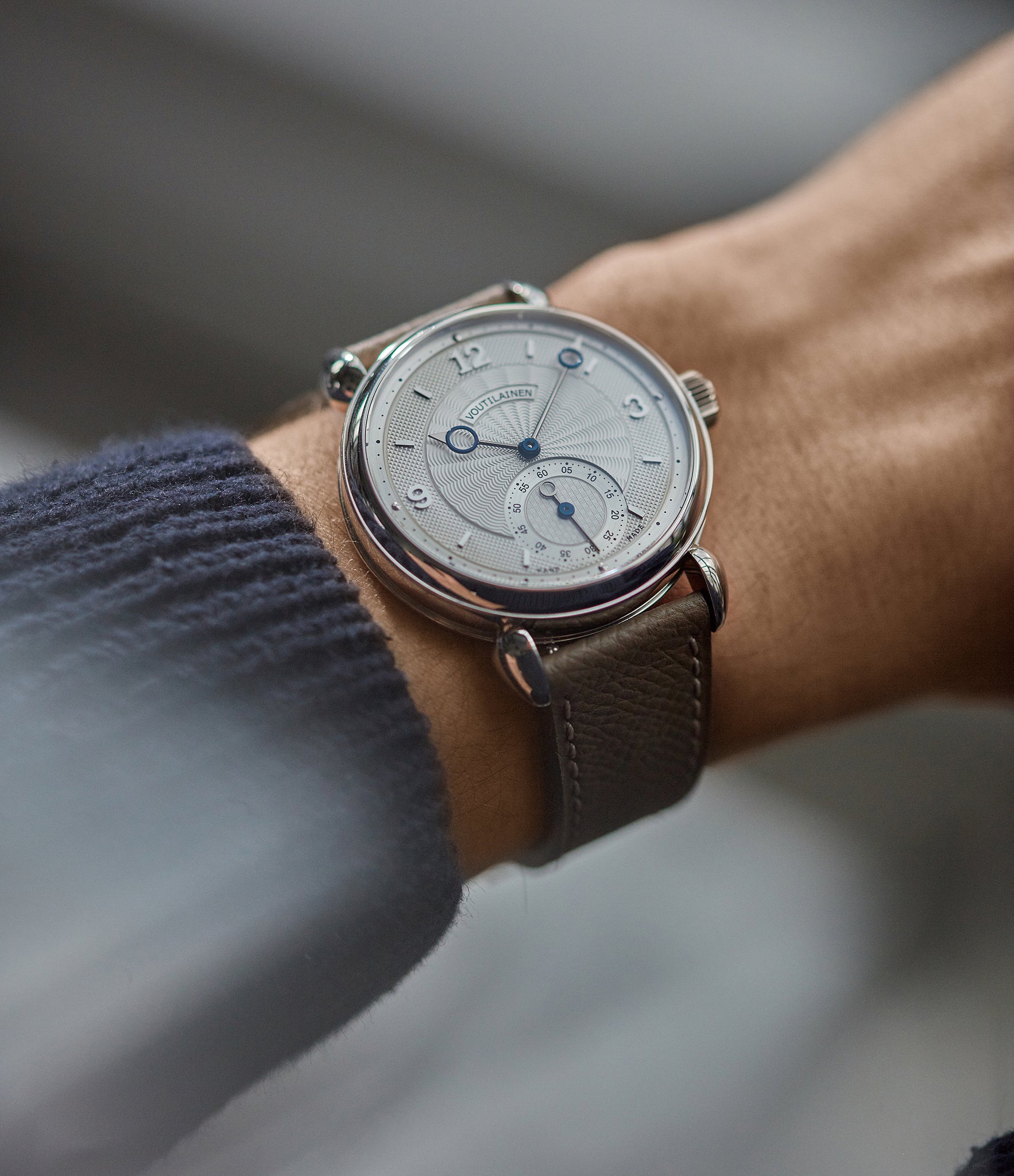 wristwatch Kari Voutilainen Vingt-8 platinum silver dial Cal. 28 time-only dress watch for sale online at A Collected Man London UK specialist independent watchmakers