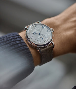 wristwatch Kari Voutilainen Vingt-8 platinum silver dial Cal. 28 time-only dress watch for sale online at A Collected Man London UK specialist independent watchmakers