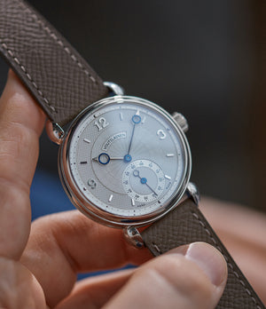Vingt-8 Kari Voutilainen platinum silver dial Cal. 28 time-only dress watch for sale online at A Collected Man London UK specialist independent watchmakers 
