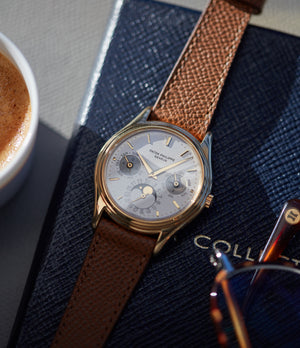 Buy Marrakesh JPM watch strap Patek Philippe safari tan brown saffiano leather quick-release springbars buckle handcrafted European-made for sale online at A Collected Man London