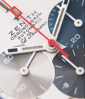 three-register chronograph blue grey Zenith El Primero A386 dial vintage chronograph watch for sale online