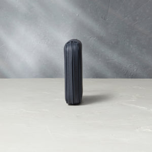 Four-watch slim folio in midnight blue grained leather, Handmade in France by skilled craftsmen from classic, midnight blue grained leather, it’s a slim case with a tactile, natural feel | A Collected Man
