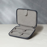 Four-watch slim folio in midnight blue grained leather, Handmade in France by skilled craftsmen from classic, midnight blue grained leather, it’s a slim case with a tactile, natural feel | A Collected Man