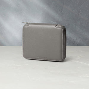 Zurich, four-watch folio Four-watch slim folio in steel grey Saffiano leather | Available Worldwide | A Collected Man