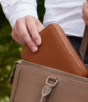 Zurich, four-watch folio Four-watch slim folio in whisky-tan Saffiano leather | Available World Wide | A Collected Man