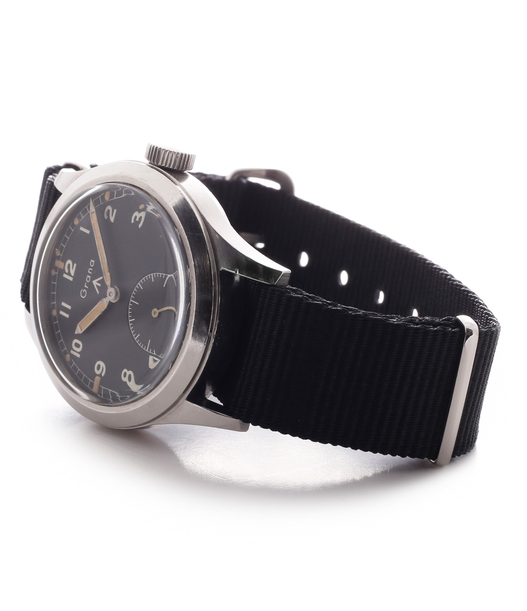 buy Dirty Dozen WWW Grana British military M18565 steel watch with black unrestored dial for sale WATCH XCHANGE London