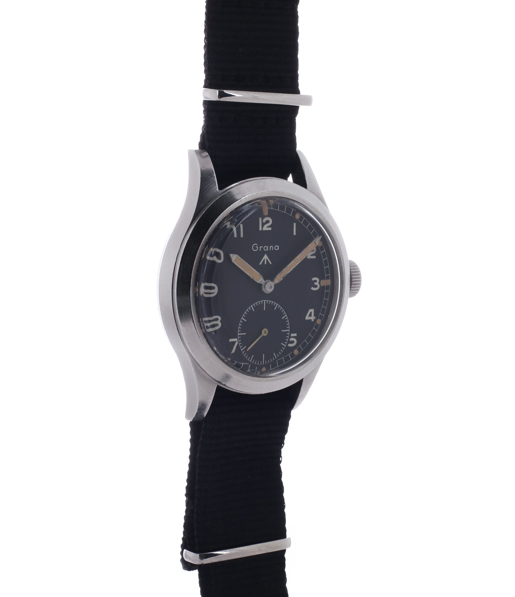 buy Dirty Dozen WWW Grana British military M18565 steel watch with black unrestored dial for sale WATCH XCHANGE London