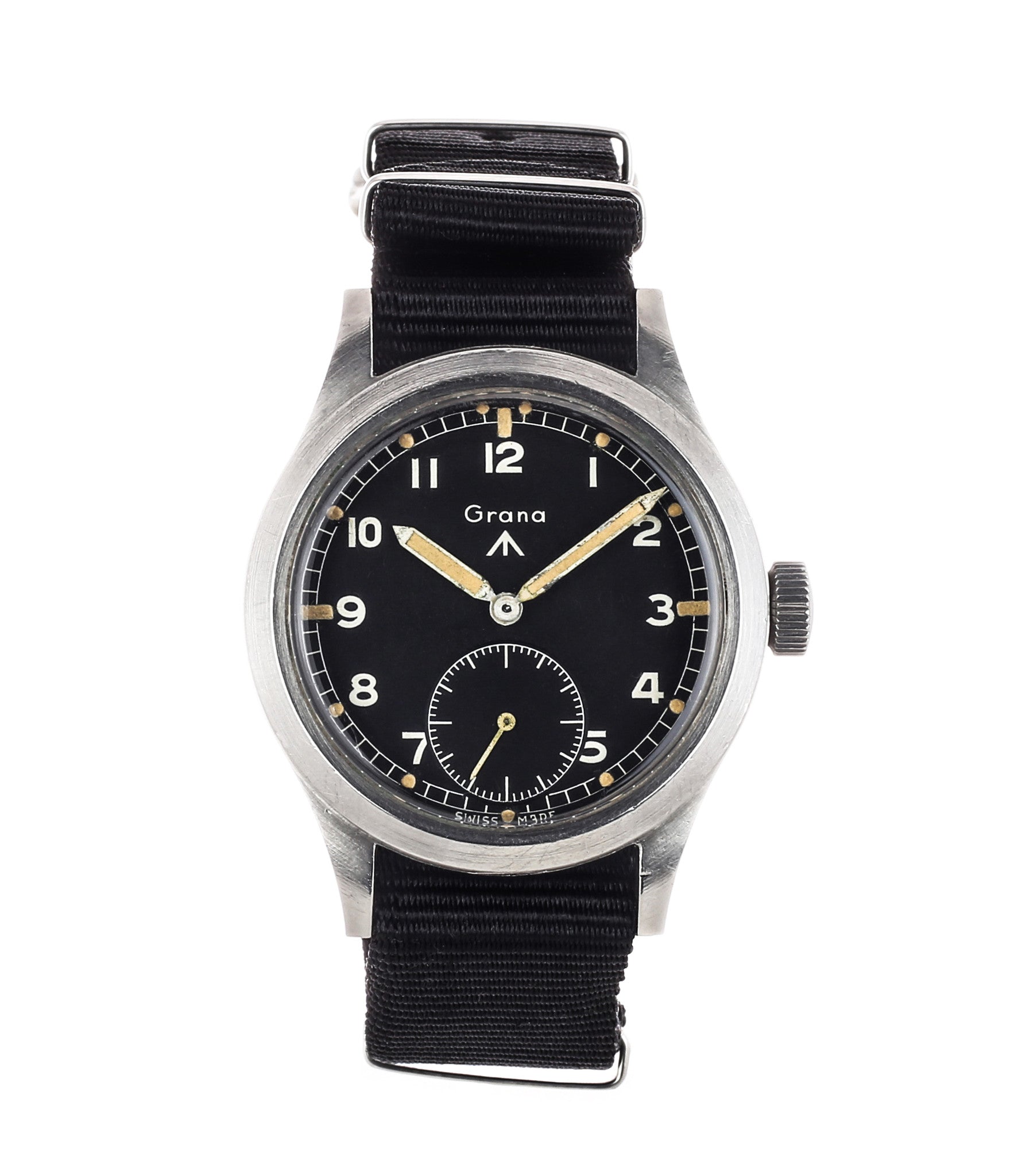 buy Dirty Dozen WWW Grana British military M18565 steel watch with black unrestored dial for sale WATCH XCHANGE London