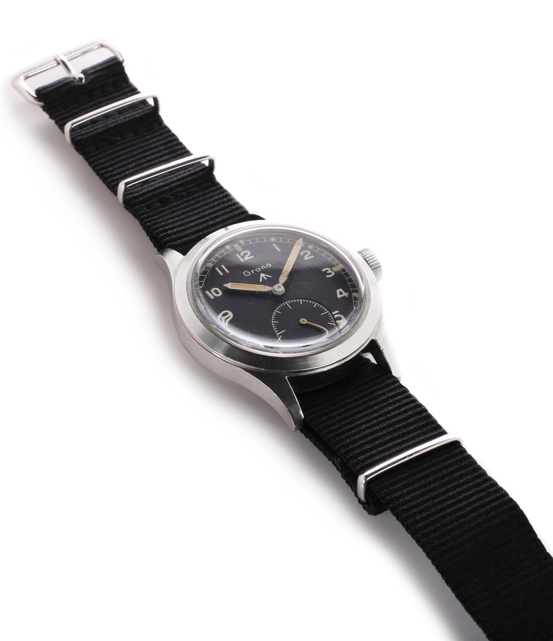 buy Dirty Dozen WWW Grana British military M18565 steel watch with black unrestored dial for sale WATCH XCHANGE London