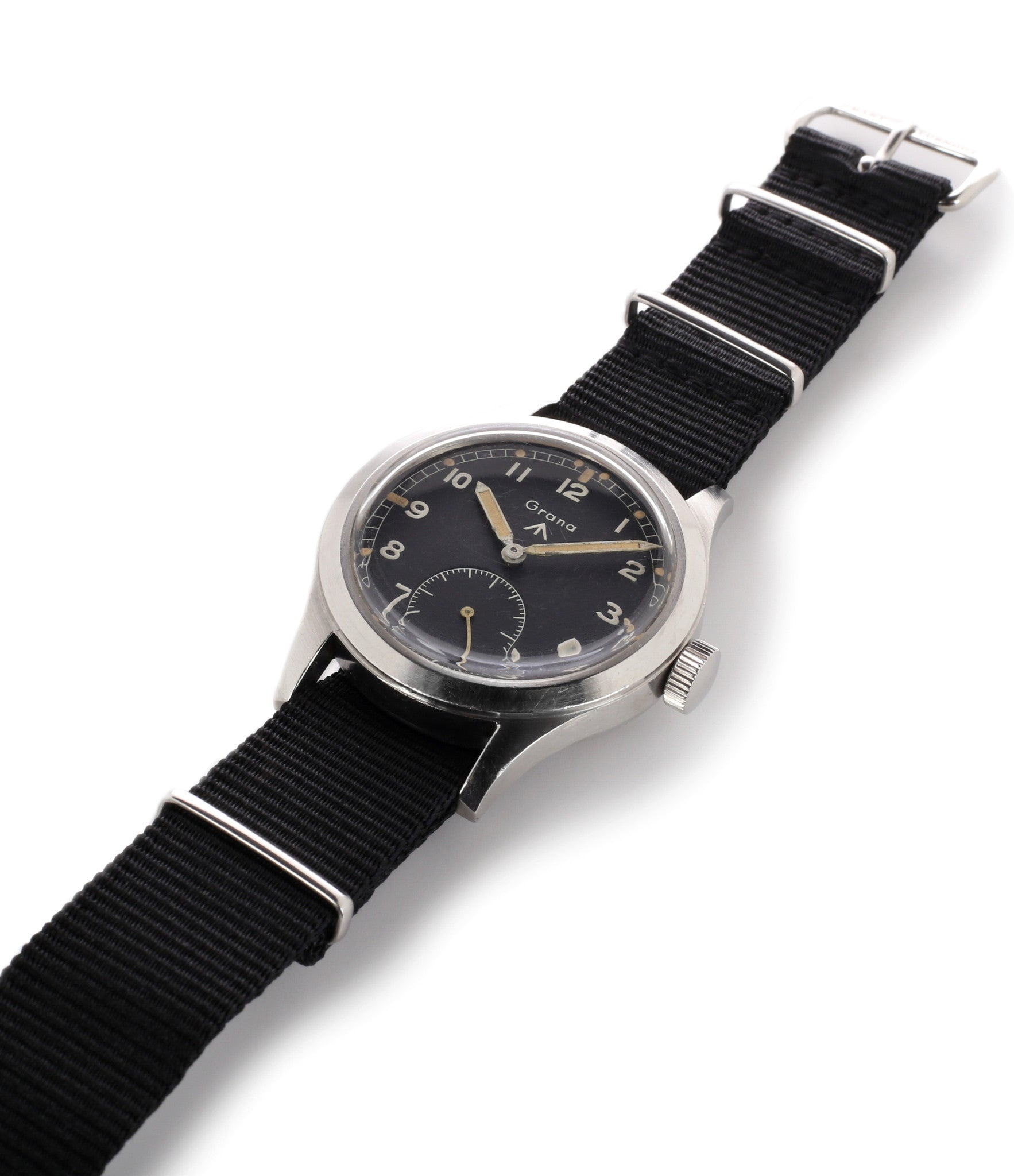 buy Dirty Dozen WWW Grana British military M18565 steel watch with black unrestored dial for sale WATCH XCHANGE London