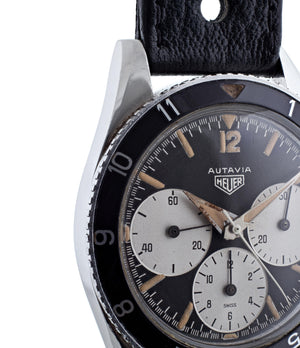 buy rare Heuer Autavia 2446 1st execution unrestored dial vintage sport steel watch with Valjoux 72 manual movement for sale online at WATCH XCHANGE London