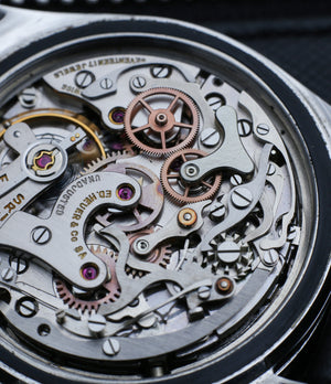 Valjoux 72 column wheel movement in buy rare Heuer Autavia 2446 1st execution unrestored dial vintage sport steel watch with Valjoux 72 manual movement for sale online at WATCH XCHANGE London