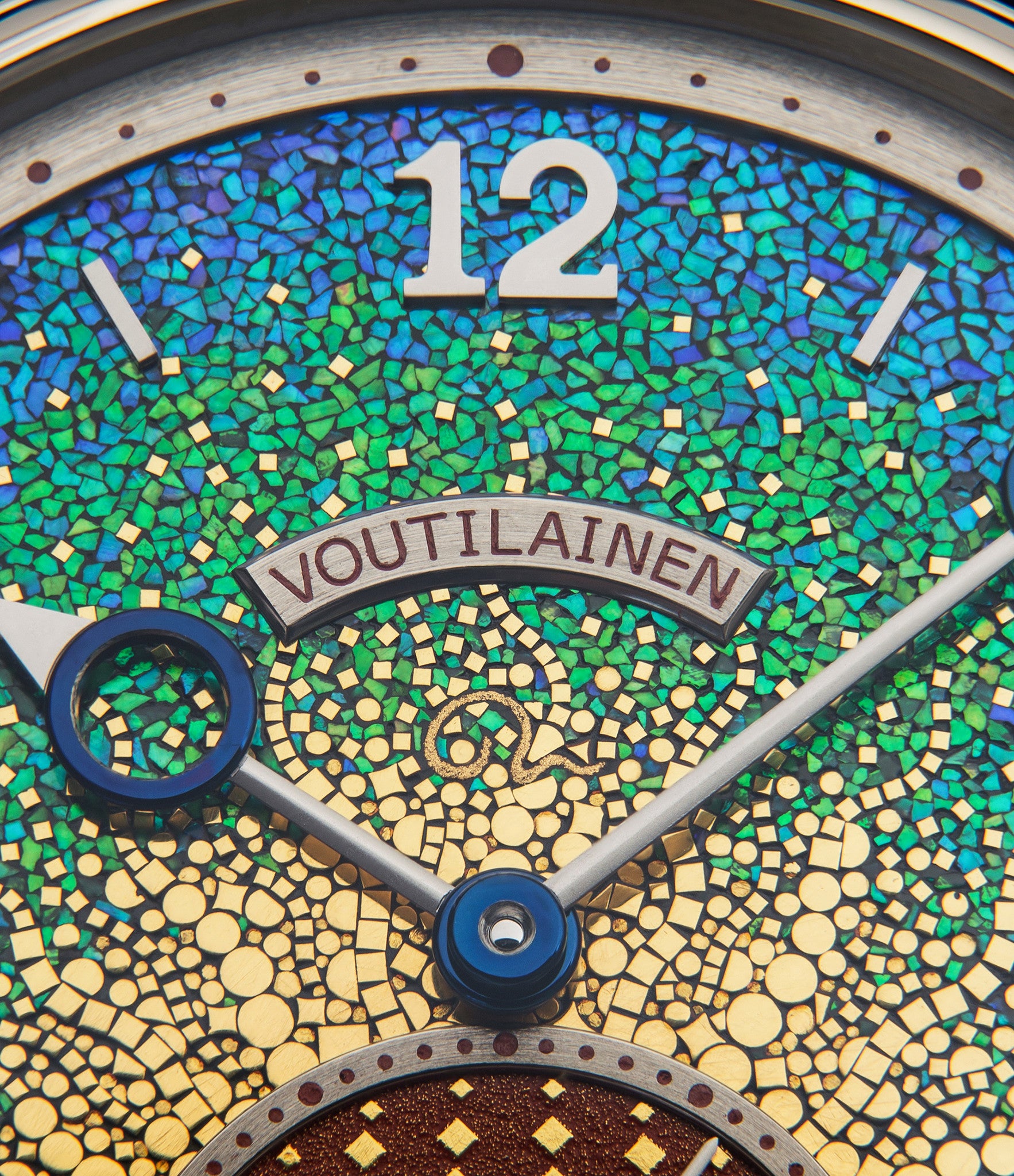 selling Kari Voutilainen's Vingt-8 Kaen Baselworld SIHH unique piece watch Unryuan dial mosaic green blue gold Japanese hand-made dial Swiss watch for sale in white gold from approved re-seller of independent watchmakers WATCH XCHANGE London