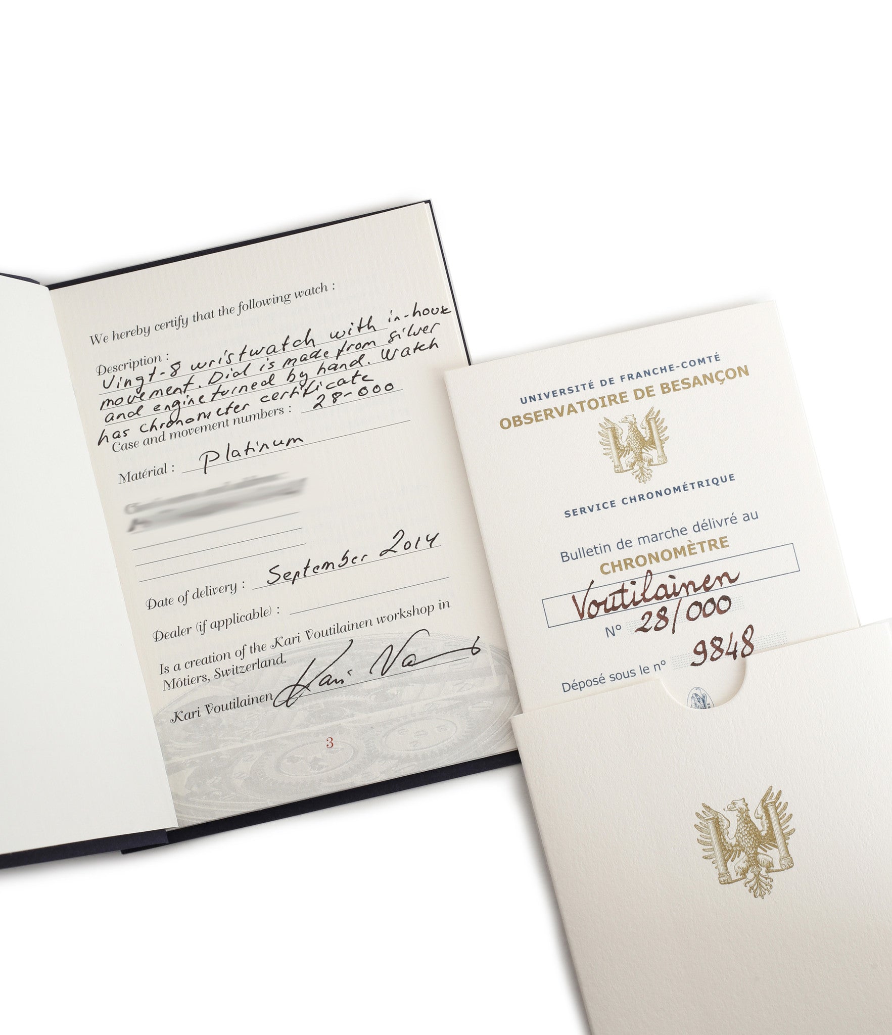 buy Kari Voutilainen Prototype Vingt-8 unique piece rare time-only dress watch with Besancon Observatory certificate from independent watchmake for sale online WATCH XCHNAGE London