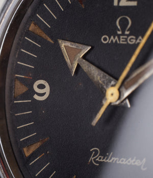 buy vintage Omega Railmaster CK 2914-1 first execution broad-arrow hands black dial antimagnetic rare watch for sale online WATCH XCHANGE London