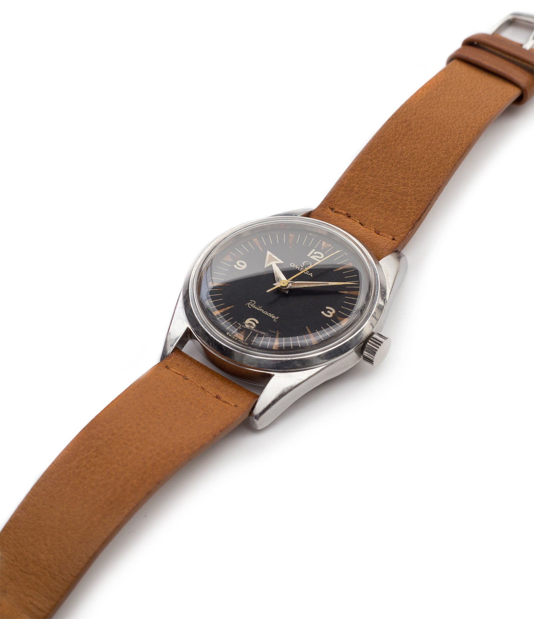 buy vintage Omega Railmaster CK 2914-1 first execution broad-arrow hands black dial antimagnetic rare watch for sale online WATCH XCHANGE London