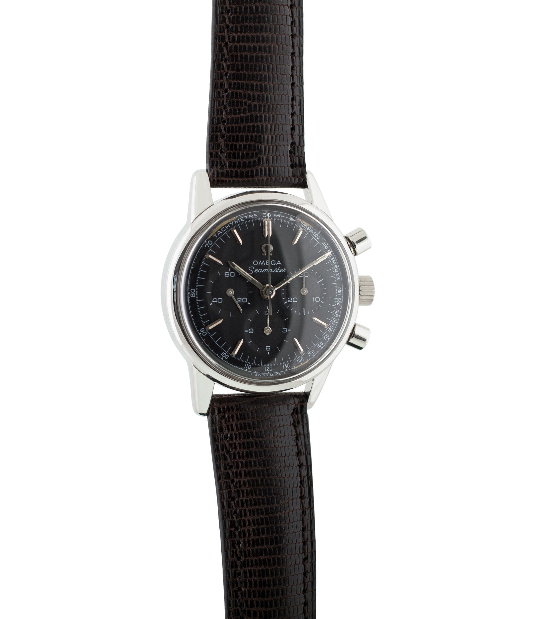buy Omega Seamaster Chronograph 105.001 Cal. 321 rare black dial vintage steel watch for sale online WATCH XCHANGE London