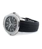 buy Patek Philippe Aquanaut Travel-time 5164A-001 steel pre-owned traveller automatic watch black dial dual time zone with box and papers for sale at WATCH XCHANGE London authenticity guaranteed