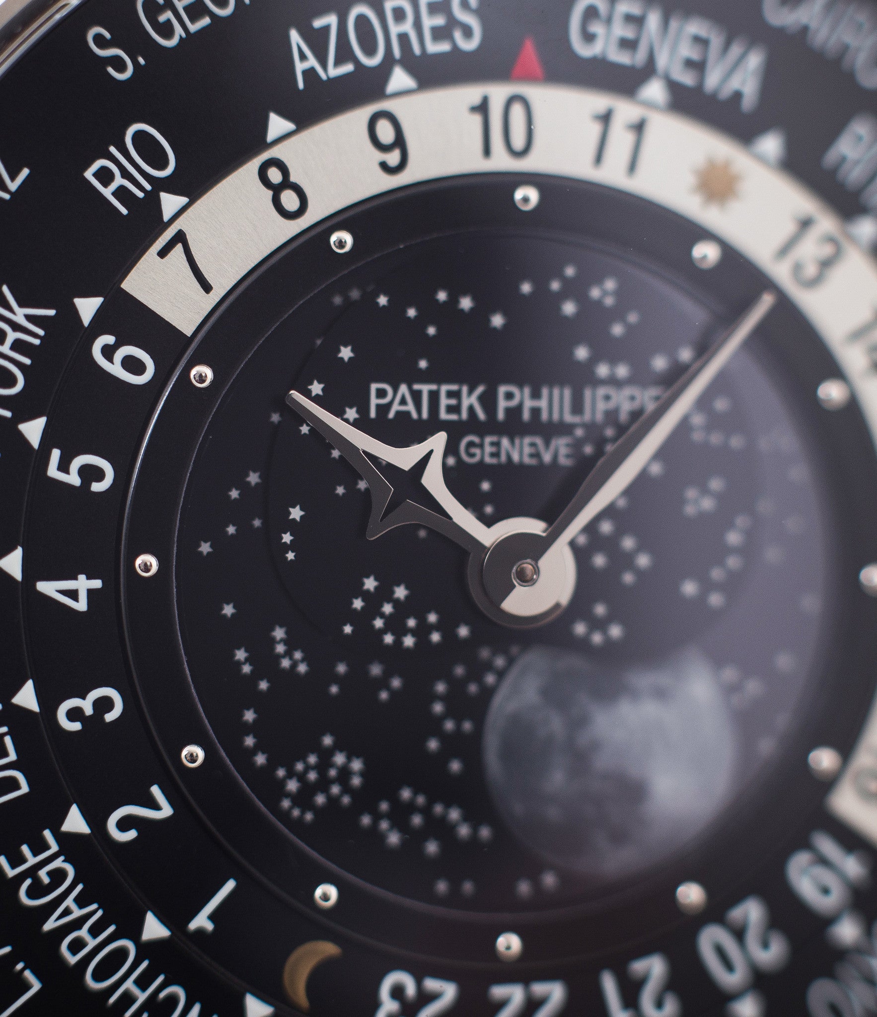 buy Patek Philippe Worldtime Moonphase 5575G rare 175th Anniversary white gold watch online with box, papers and manufacturer's warranty for sale online WATCH XCHANGE London