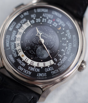 buy Patek Philippe Worldtime Moonphase 5575G rare 175th Anniversary white gold watch online with box, papers and manufacturer's warranty for sale online WATCH XCHANGE London