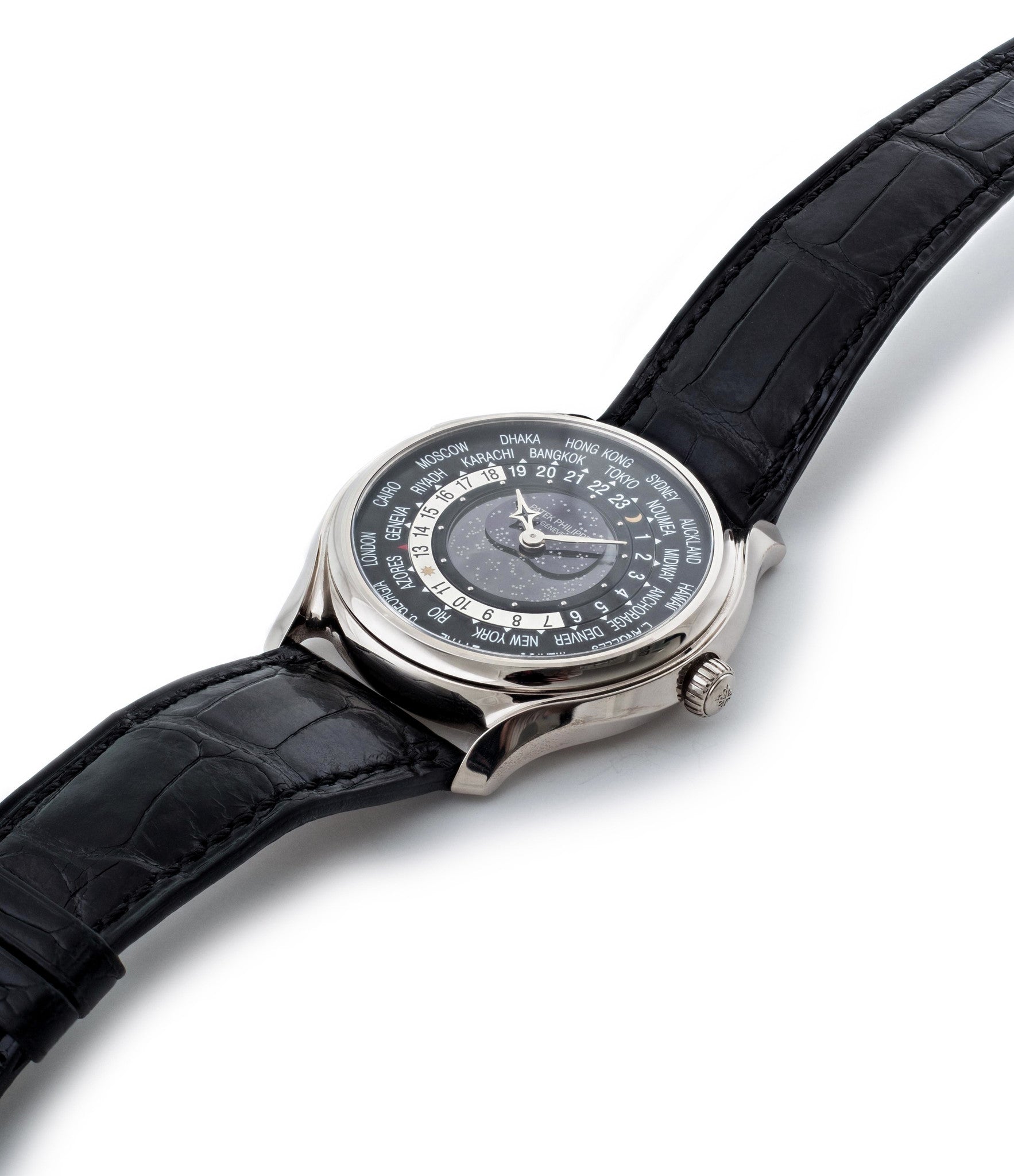 buy Patek Philippe Worldtime Moonphase 5575G rare 175th Anniversary white gold watch online with box, papers and manufacturer's warranty for sale online WATCH XCHANGE London