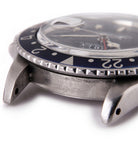 buy Rolex GMT Master with Tiffany dial 16750 stainless steel automatic Cal. 3075 vintage authentic pre-owned dress, sport luxury watch from 1984 with black dial and stainless steel Rolex bracelet with date, chronometer, gmt, hours, minutes, center seconds