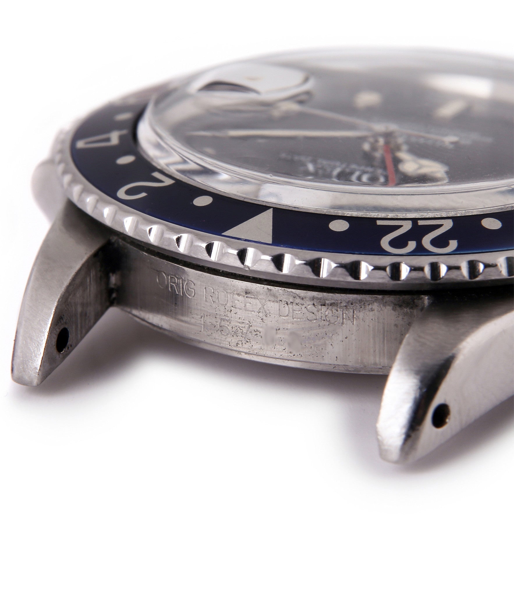 buy Rolex GMT Master with Tiffany dial 16750 stainless steel automatic Cal. 3075 vintage authentic pre-owned dress, sport luxury watch from 1984 with black dial and stainless steel Rolex bracelet with date, chronometer, gmt, hours, minutes, center seconds