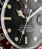 buy Rolex GMT Master with Tiffany dial 16750 stainless steel automatic Cal. 3075 vintage authentic pre-owned dress, sport luxury watch from 1984 with black dial and stainless steel Rolex bracelet with date, chronometer, gmt, hours, minutes, center seconds