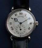 Kari Voutilainen Observatorie rare hand-made time-only white gold watch from independent watchmaker online for sale WATCH XCHANGE London with box and papers and blue hands and guilloche dial