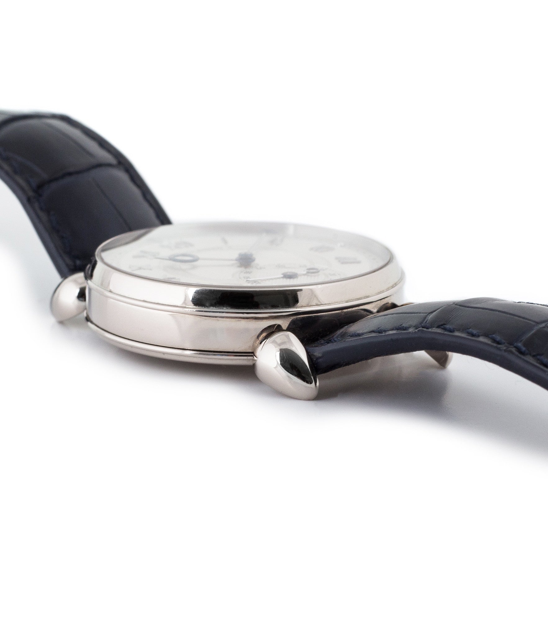 buy Voutilainen Observatorie rare hand-made time-only white gold watch from independent watchmaker online for sale WATCH XCHANGE London with box and papers and blue hands and guilloche dial