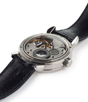 buy Voutilainen Observatorie rare hand-made time-only white gold watch from independent watchmaker online for sale WATCH XCHANGE London with box and papers and blue hands and guilloche dial