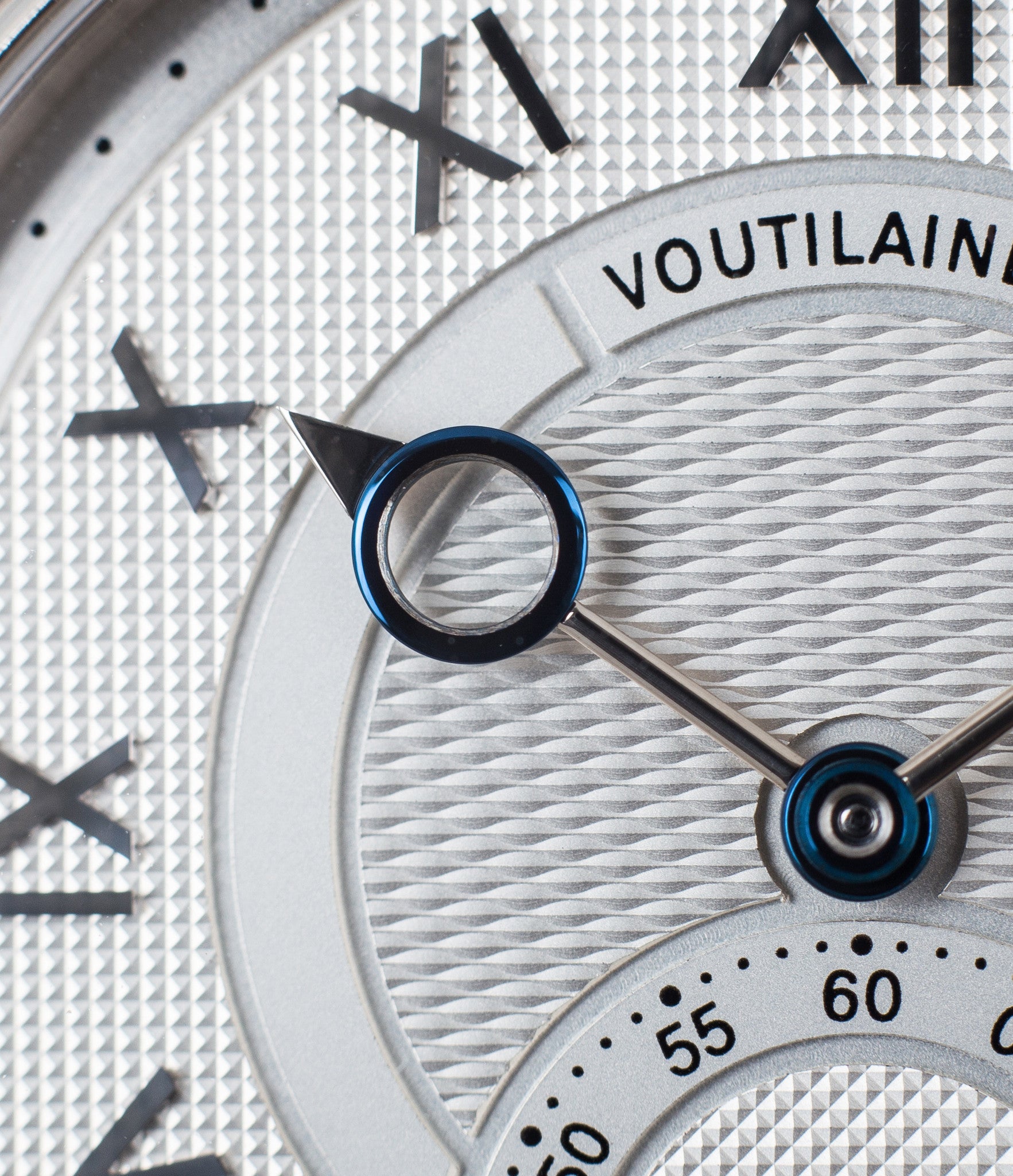 buy Voutilainen Observatorie rare hand-made time-only white gold watch from independent watchmaker online for sale WATCH XCHANGE London with box and papers and blue hands and guilloche dial
