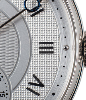 buy Voutilainen Observatorie rare hand-made time-only white gold watch from independent watchmaker online for sale WATCH XCHANGE London with box and papers and blue hands and guilloche dial and Roman numerals