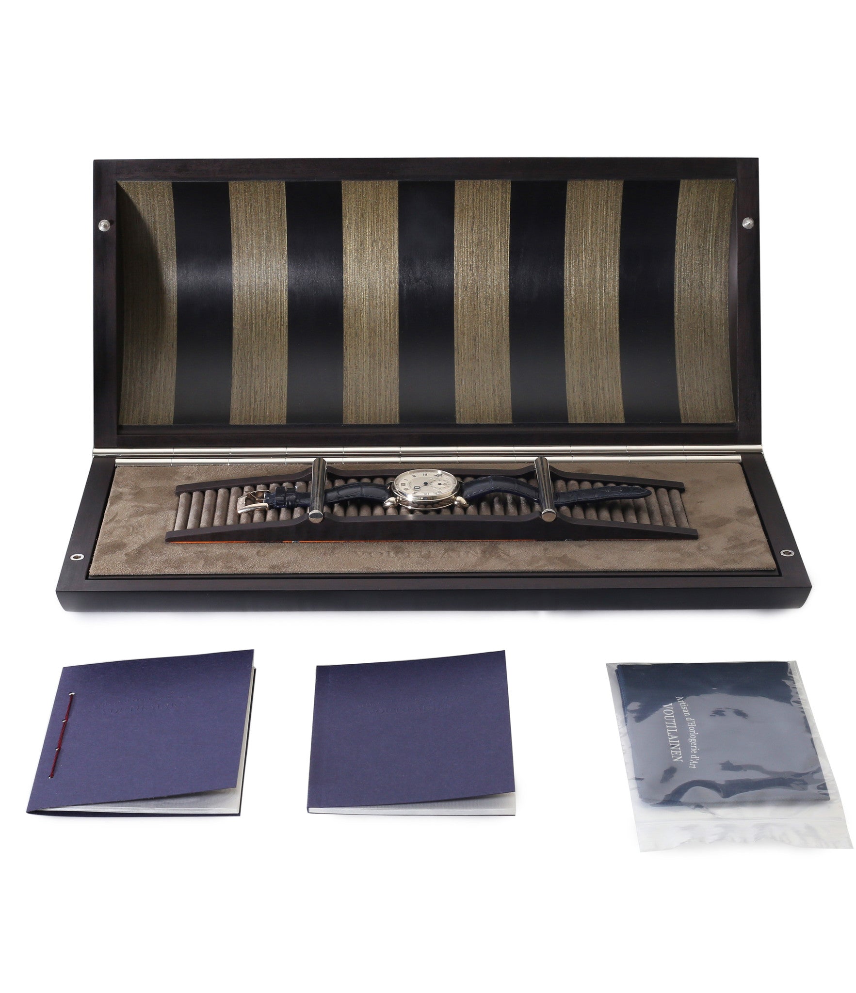 buy Voutilainen Observatorie rare hand-made time-only white gold watch from independent watchmaker online for sale WATCH XCHANGE London with box and papers and blue hands and guilloche dial