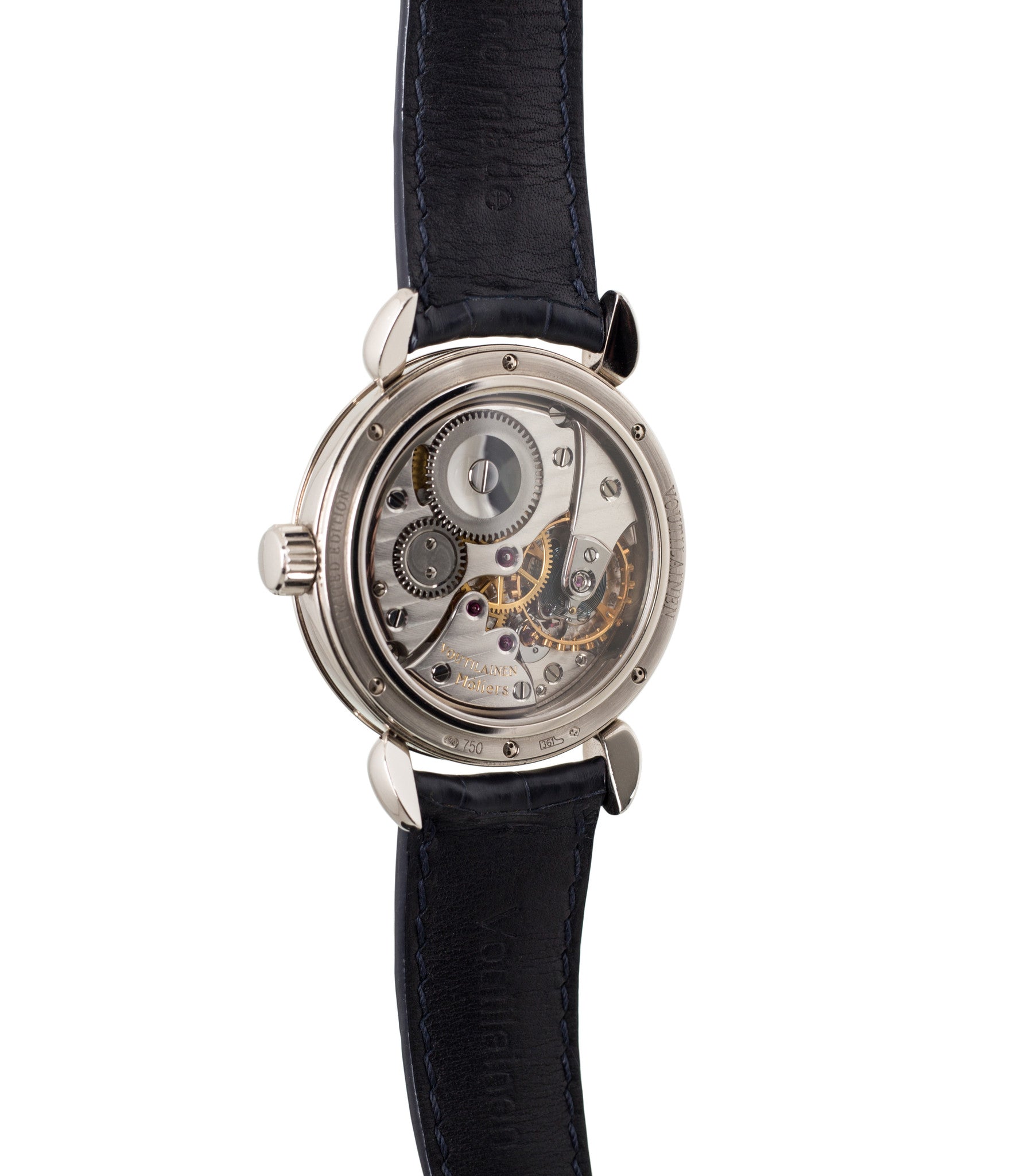 buy Becancon certificate Kari Voutilainen Observatorie rare hand-made time-only white gold watch from independent watchmaker online for sale WATCH XCHANGE London with box and papers and blue hands and guilloche dial