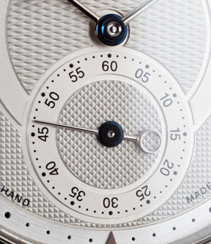 buy Voutilainen Observatorie rare hand-made time-only white gold watch from independent watchmaker online for sale WATCH XCHANGE London with box and papers and blue hands and guilloche dial sub-seconds dial