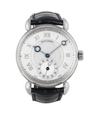 buy Voutilainen Observatorie rare hand-made time-only white gold watch from independent watchmaker online for sale WATCH XCHANGE London with box and papers and blue hands and guilloche dial