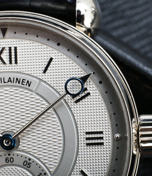 Kari Voutilainen Observatorie rare hand-made time-only white gold watch from independent watchmaker online for sale WATCH XCHANGE London with box and papers and blue hands and guilloche dial