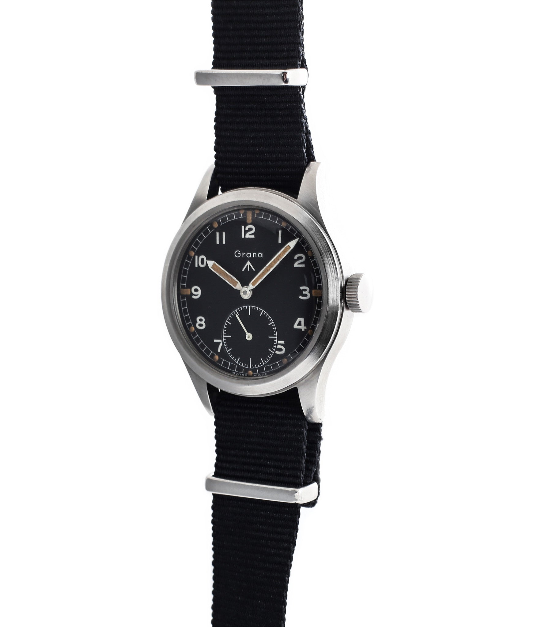 buy rare W.W.W. Grana M18565 Dirty Dozen military watch unrestored black dial online for sale WATCH XCHANGE London