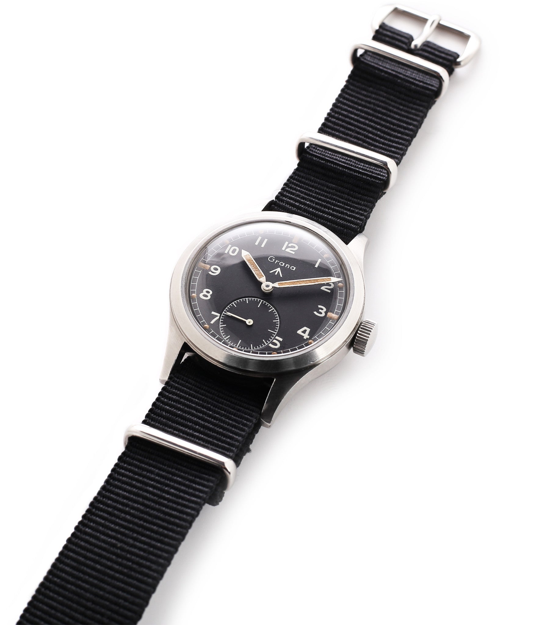 buy rare W.W.W. Grana M18565 Dirty Dozen military watch unrestored black dial online for sale WATCH XCHANGE London