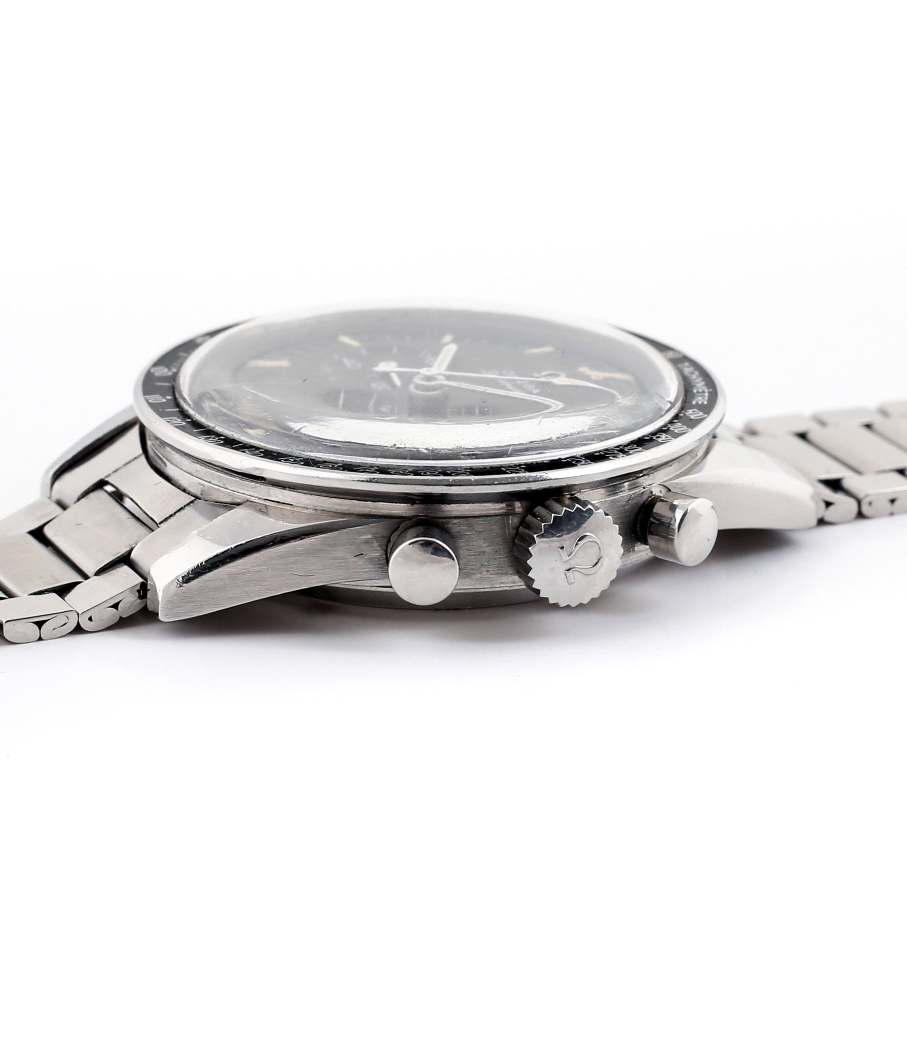 buy vintage Omega Speedmaster Pre-Professional Ed White ST 105.003-65 steel Cal. 321 manual-winding column-wheel chronograph watch with archive extracts for sale at WATCH XCHANGE London