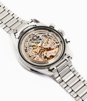 Omega Cal. 321 column-wheel manual-winding chronograph movement buy vintage Omega Speedmaster Pre-Professional Ed White ST 105.003-65 steel watch with archive extracts for sale at WATCH XCHANGE London